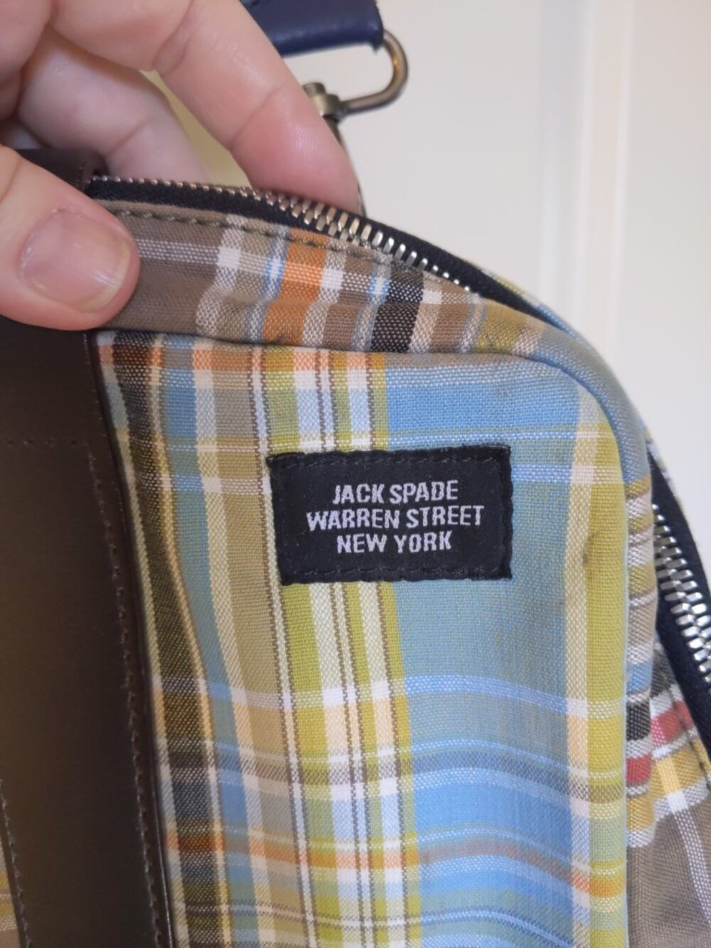 Jack Spade Colorful Madras Plaid Messenger Bag - Picture 3 of 5